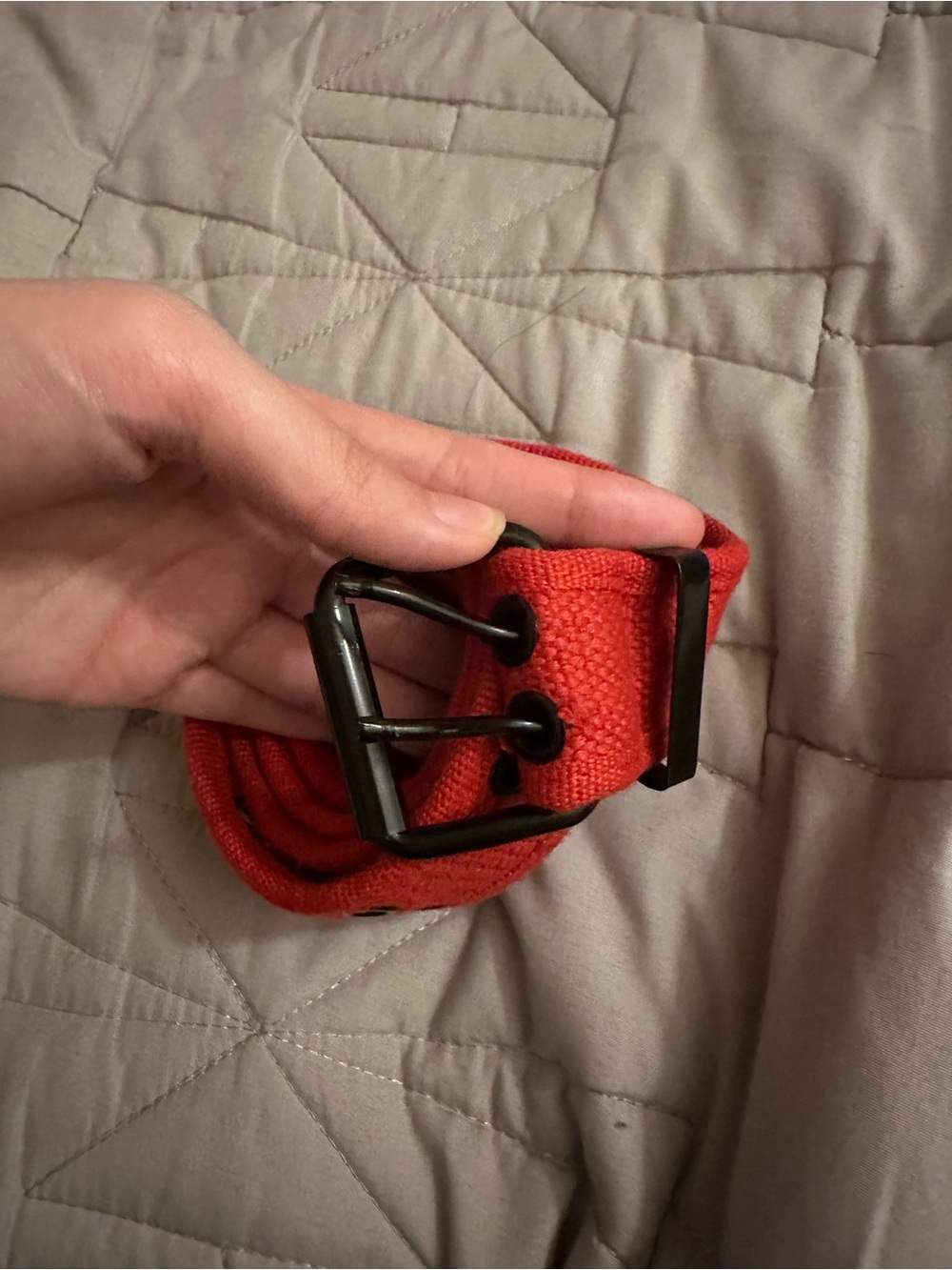 Red Canvas Grommet Black Belt